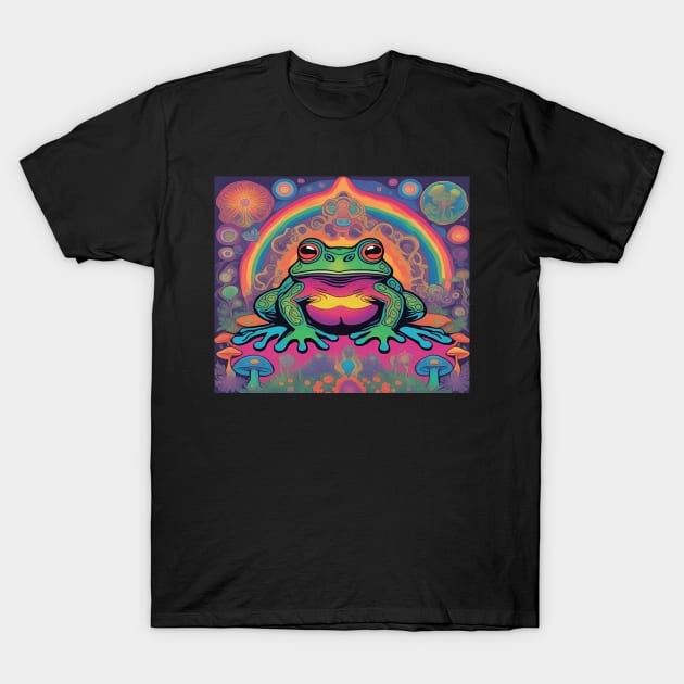 Psychedelic Toad Trippy Frog T-Shirt by drumweaver